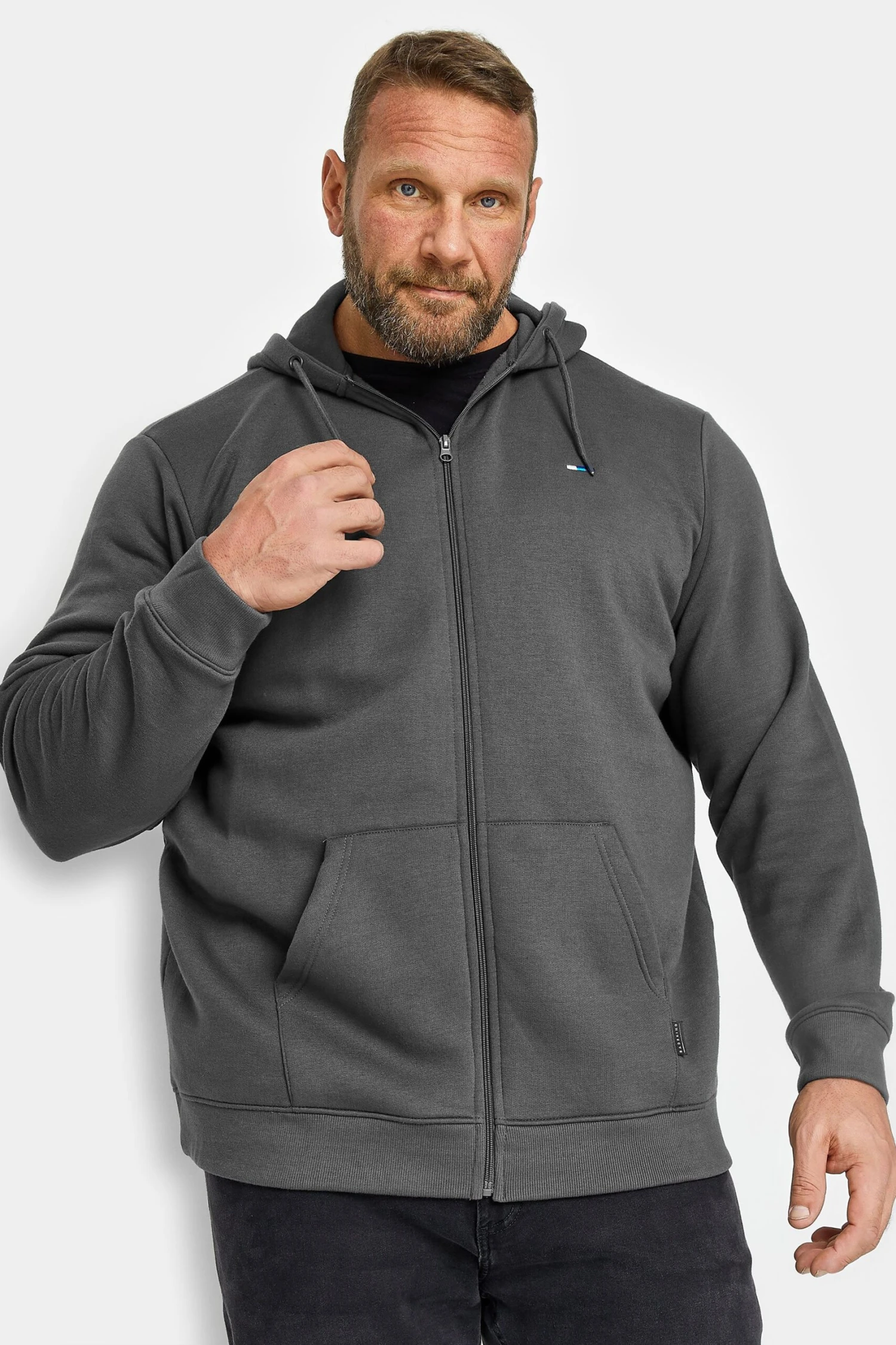 BadRhino Big & Tall Grey Zip Through Long Sleeve Hoodie 1 BadRhino Big & Tall Grey Zip Through Long Sleeve Hoodie