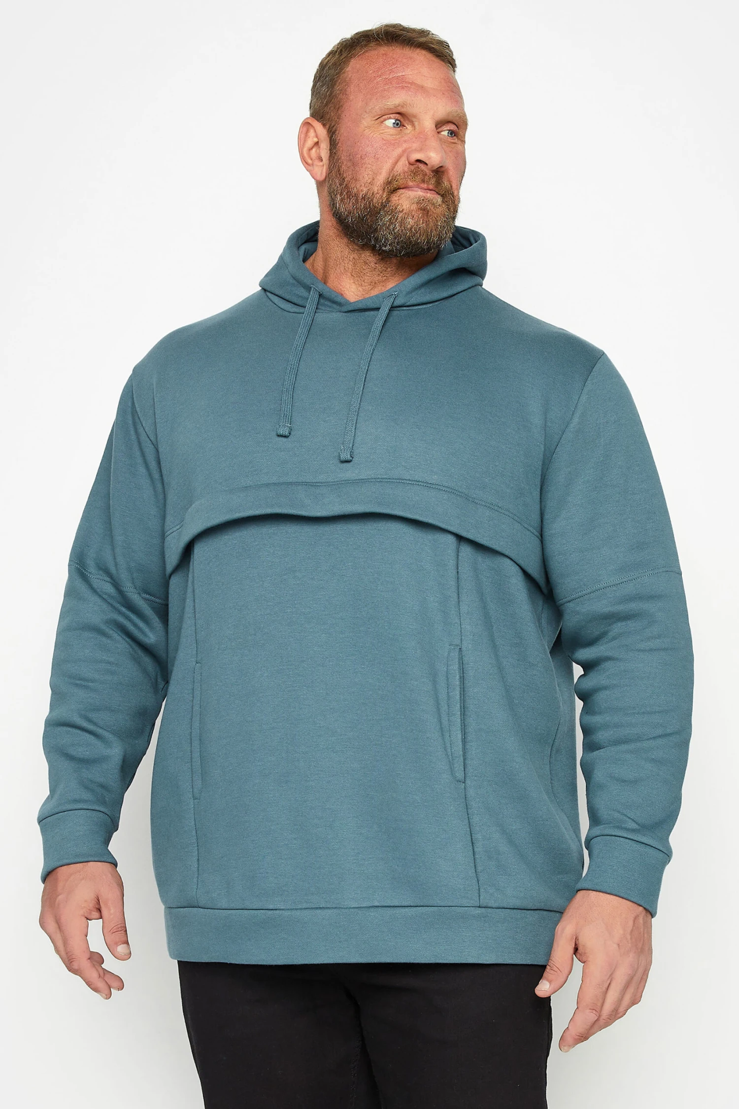 BadRhino Big & Tall Blue Pouch Pocket Hoodie 1 BadRhino Big & Tall Blue Pouch Pocket Hoodie