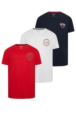 JACK & JONES Big & Tall Navy & Red 3 Pack T-Shirts -Menswear Mode Sales Store 2d2a784d 0784 4c 207433 XS