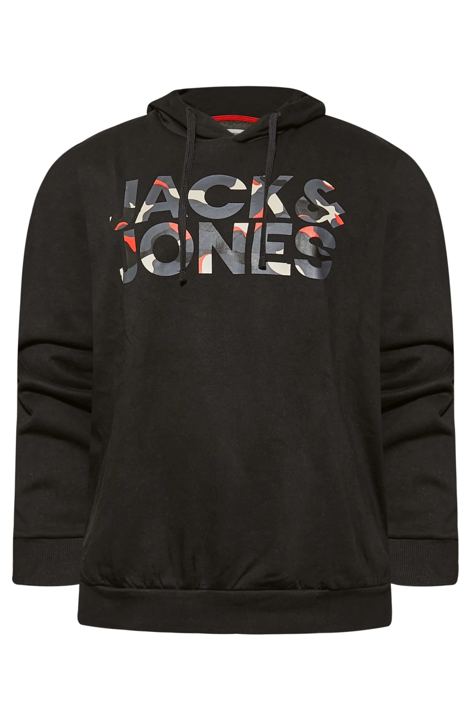 JACK & JONES Big & Tall Black Logo Hooded Sweatshirt 3 JACK & JONES Big & Tall Black Logo Hooded Sweatshirt - Image 3