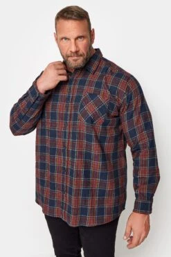 BadRhino Big & Tall Red Brushed Cotton Check Long Sleeve Shirt