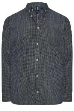 BadRhino Big & Tall Navy Blue & White Cross Print Shirt 5 BadRhino Big & Tall Navy Blue & White Cross Print Shirt -Menswear Mode Sales Store 2faed102 d2f4 44 207446 XR