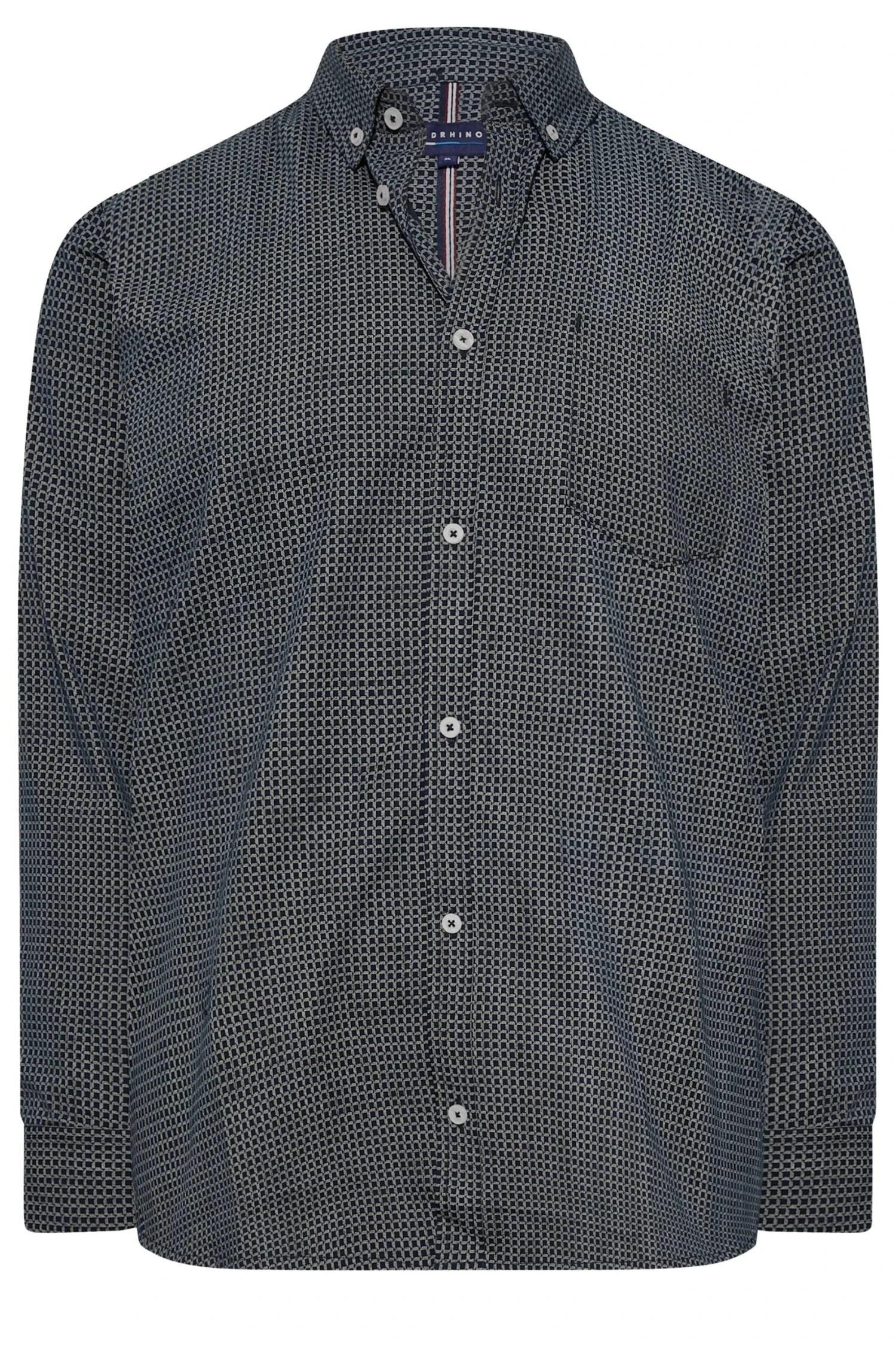 BadRhino Big & Tall Navy Blue & White Cross Print Shirt 3 BadRhino Big & Tall Navy Blue & White Cross Print Shirt - Image 3