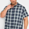 JACK & JONES Big & Tall Blue Short Sleeve Check Shirt
