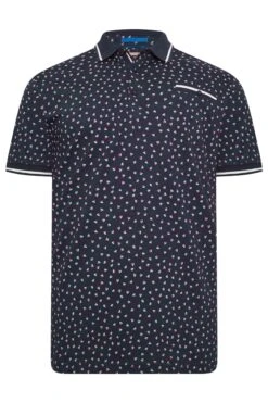 D555 Big & Tall Navy Blue Melon Print Polo Shirt -Menswear Mode Sales Store 31160fb0 5810 43 207616 X
