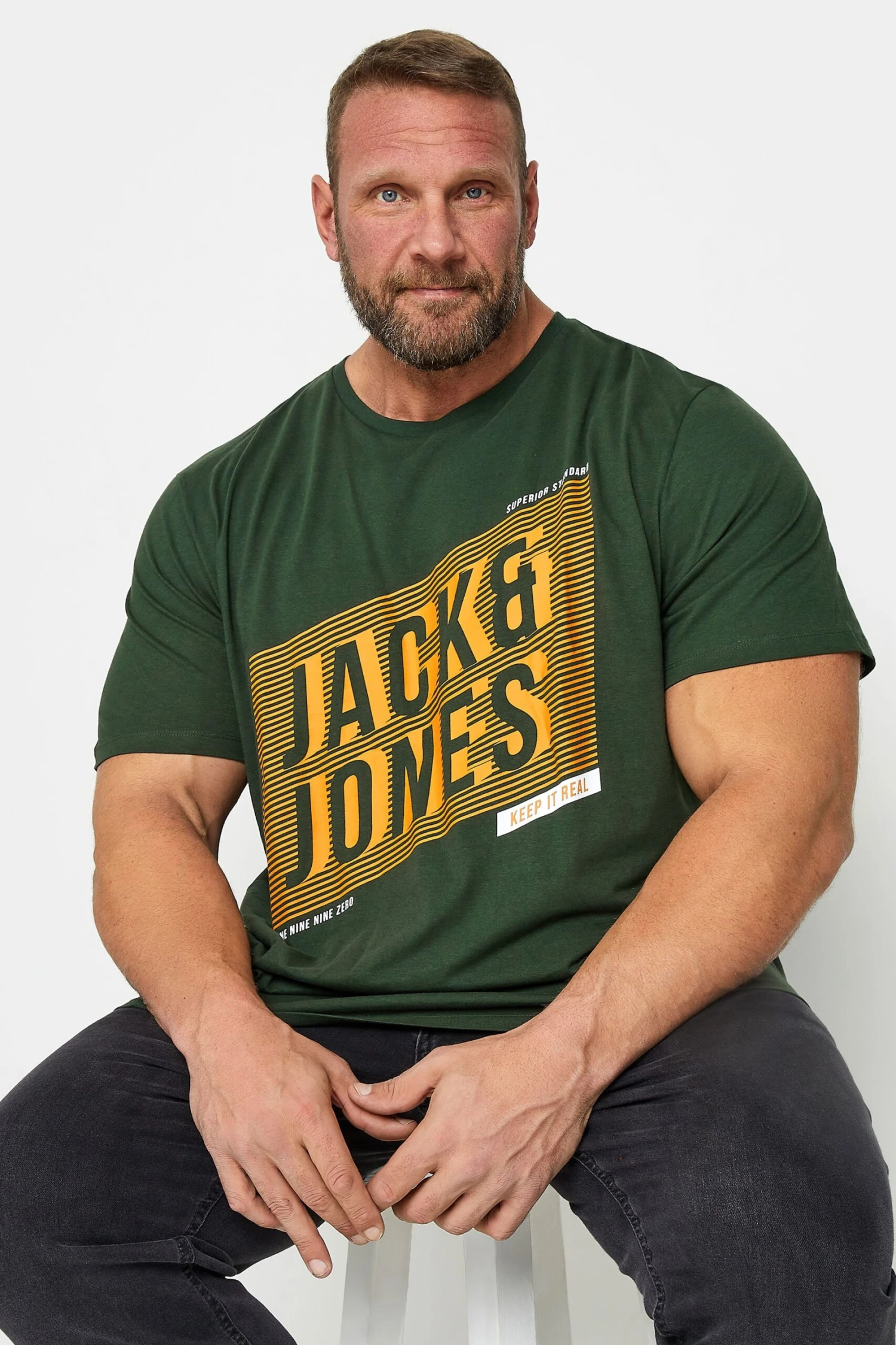 JACK & JONES Big & Tall Green Logo Printed T-Shirt 1 JACK & JONES Big & Tall Green Logo Printed T-Shirt