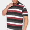 KAM Big & Tall Black & Red Striped Pocket Polo Shirt