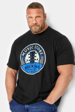 ESPIONAGE Big & Tall Black 'Music Store' Printed T-Shirt