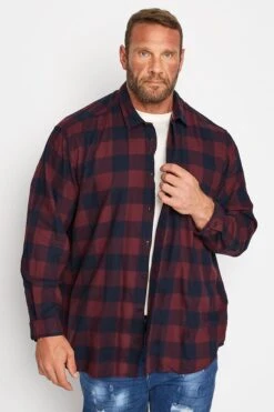 JACK & JONES Big & Tall Burgundy Red Check Shirt