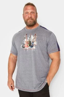 D555 Big & Tall Blue Electric Guitar Print T-Shirt