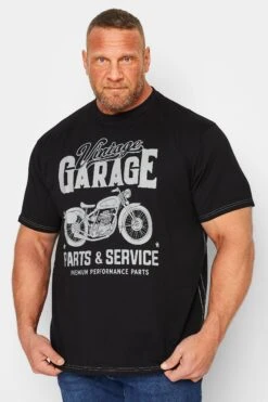 KAM Big & Tall Black Vintage Garage Motorcycle T-Shirt