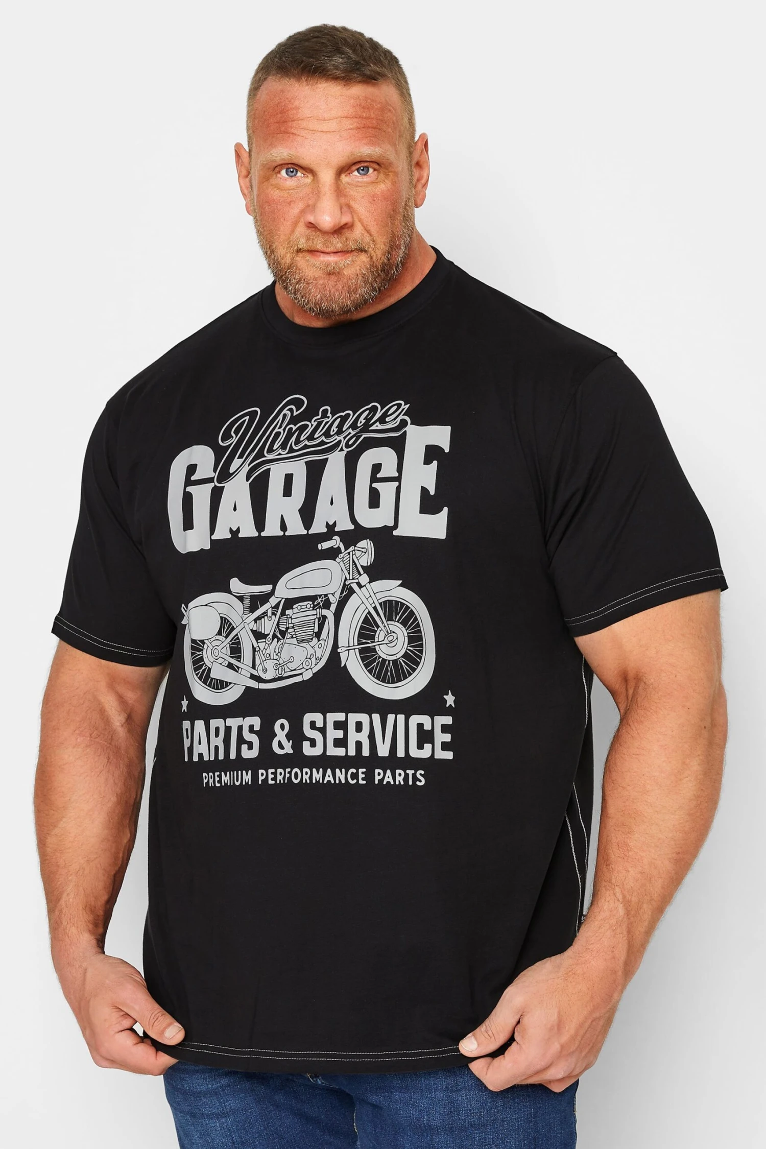 KAM Big & Tall Black Vintage Garage Motorcycle T-Shirt 1 KAM Big & Tall Black Vintage Garage Motorcycle T-Shirt