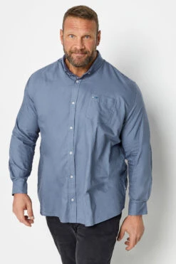 BadRhino Big & Tall Storm Blue Long Sleeve Oxford Shirt