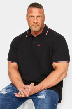 D555 Big & Tall Black Logo Polo Shirt
