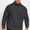 BadRhino Big & Tall Black Geometric Print Poplin Long Sleeve Shirt