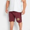 ED BAXTER Big & Tall Burgundy Red Varsity Logo Jogger Shorts