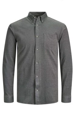JACK & JONES Big & Tall Grey Pique Long Sleeve Shirt -Menswear Mode Sales Store 3615cab1 8c5c 44 207906 X