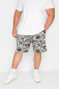 D555 Big & Tall Grey Camo Jersey Shorts