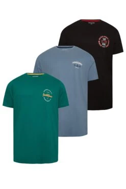 JACK & JONES Big & Tall Green & Black 3 Pack T-Shirts 5 JACK & JONES Big & Tall Green & Black 3 Pack T-Shirts -Menswear Mode Sales Store 37128f7a 7743 4e 207434 XS