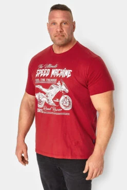 BadRhino Big & Tall Red 'Speed Machine' Motorcycle Print Short Sleeve T-Shirt