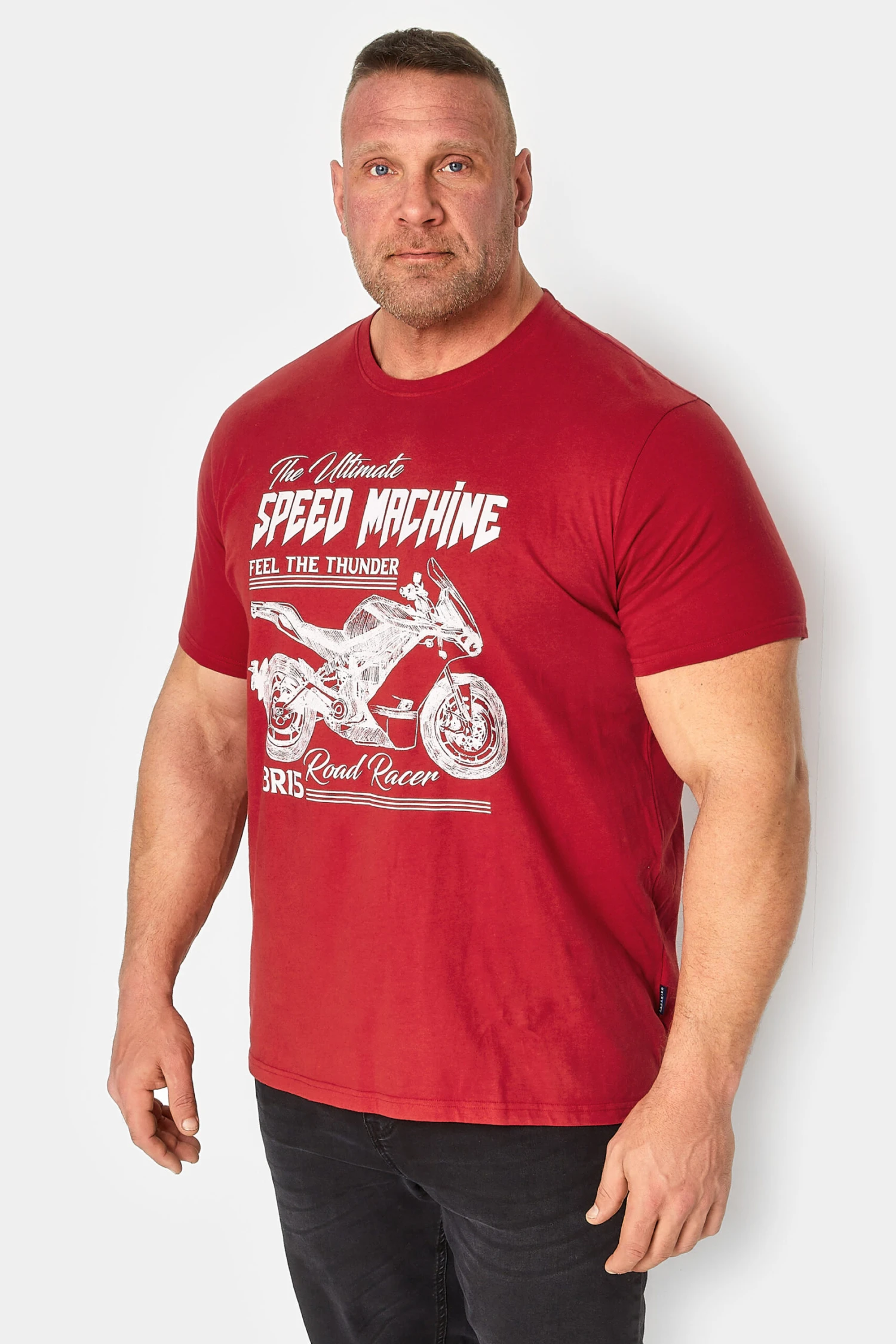 BadRhino Big & Tall Red 'Speed Machine' Motorcycle Print Short Sleeve T-Shirt 1 BadRhino Big & Tall Red 'Speed Machine' Motorcycle Print Short Sleeve T-Shirt