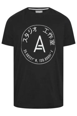 STUDIO A Big & Tall Black Logo Print T-Shirt -Menswear Mode Sales Store 3736b6e0 f0e8 44 207795 X