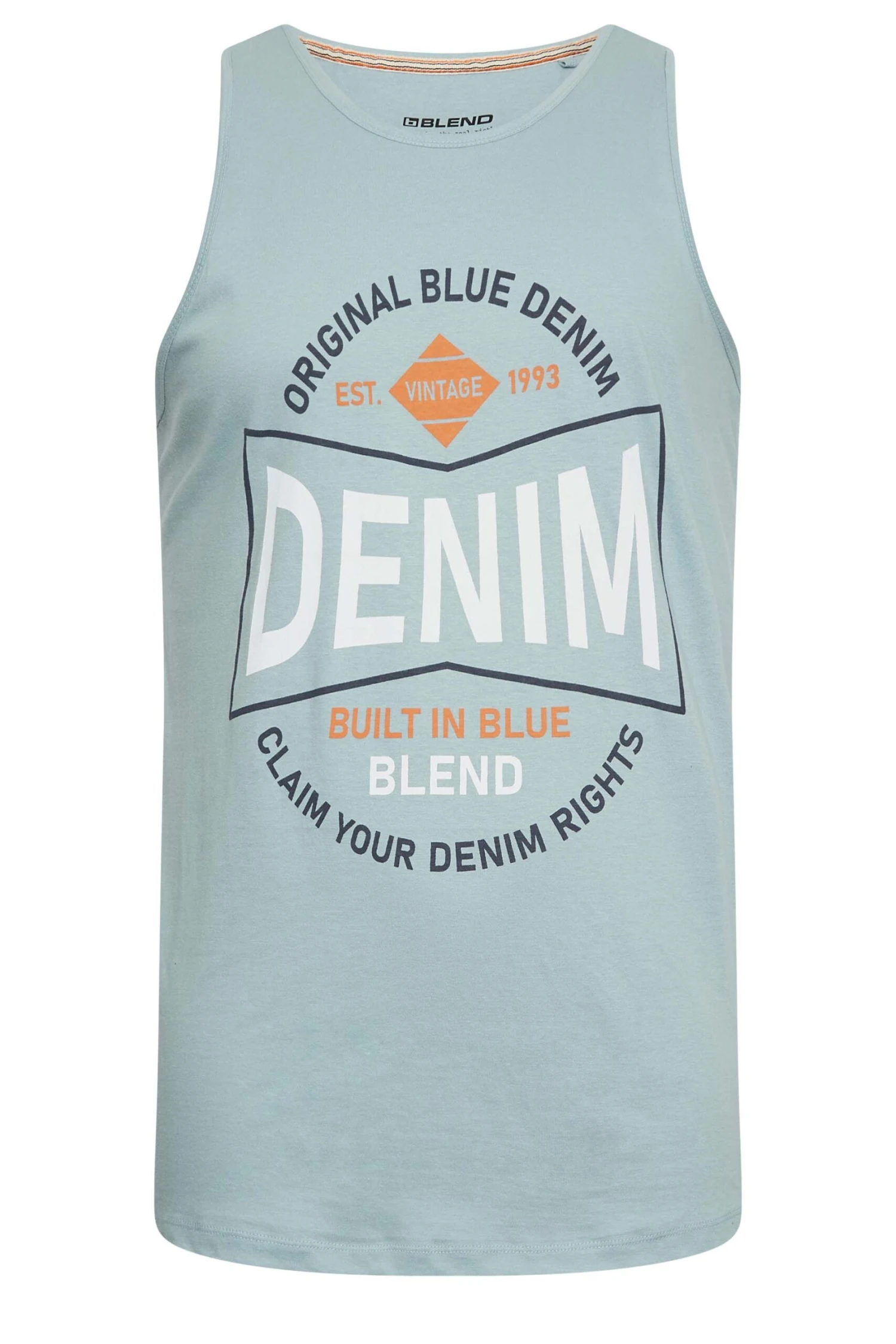 BLEND Big & Tall Light Blue Logo Print Vest 3 BLEND Big & Tall Light Blue Logo Print Vest - Image 3
