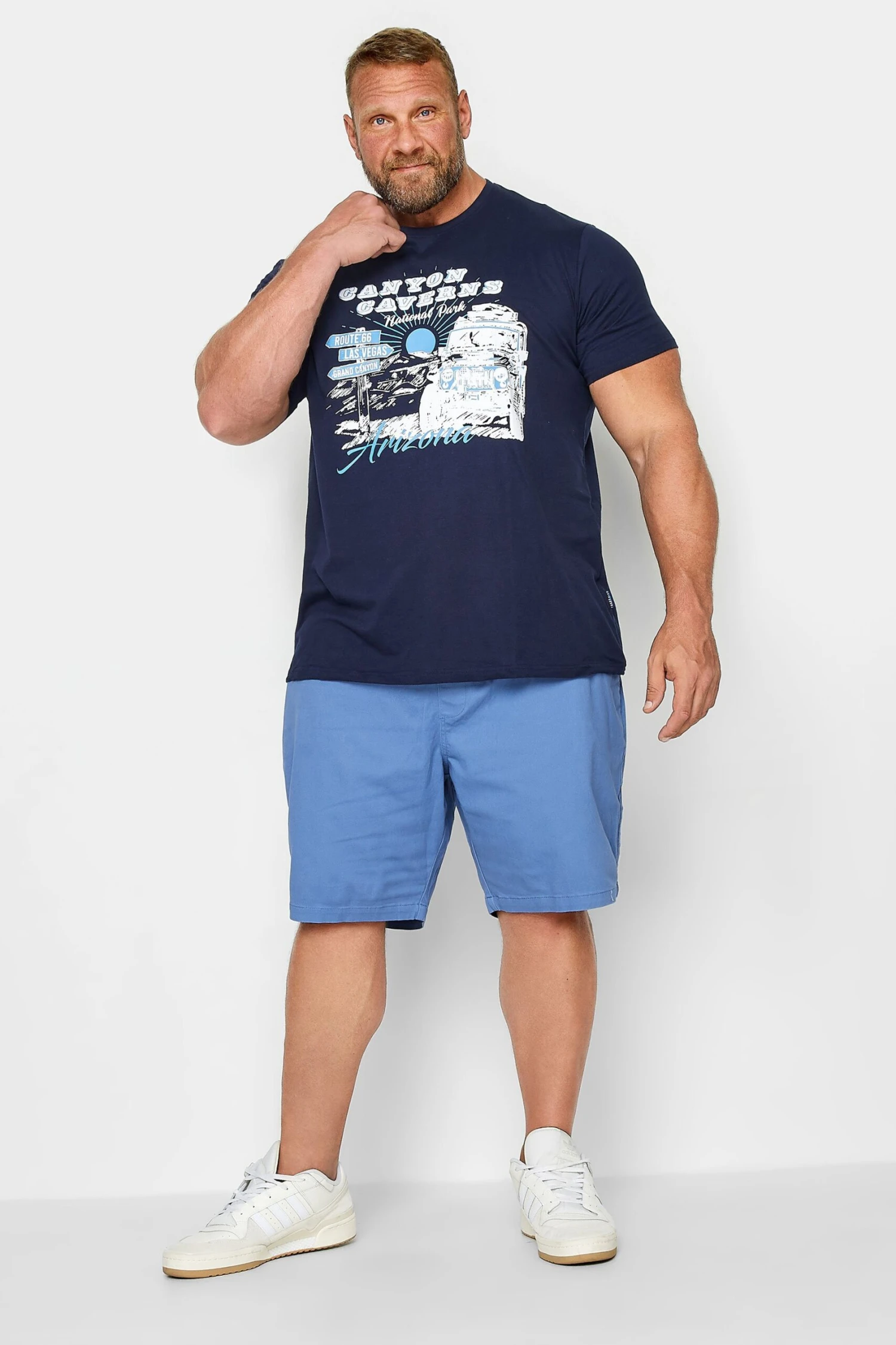 BadRhino Big & Tall Blue Stretch Elasticated Waist Chino Shorts 2 BadRhino Big & Tall Blue Stretch Elasticated Waist Chino Shorts - Image 2