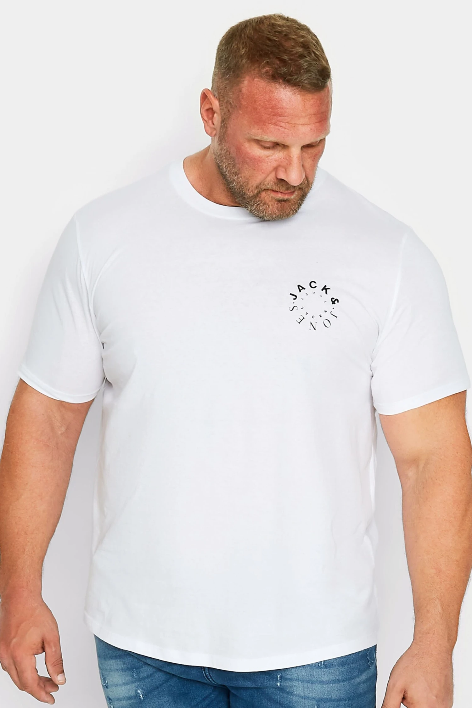 JACK & JONES Big & Tall White Crew Neck Logo T-Shirt 1 JACK & JONES Big & Tall White Crew Neck Logo T-Shirt