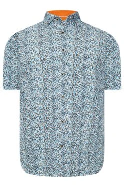 KAM Big & Tall Blue Floral Print Short Sleeve Shirt 5 KAM Big & Tall Blue Floral Print Short Sleeve Shirt -Menswear Mode Sales Store 3a0230b2 d2a0 46 207773 X