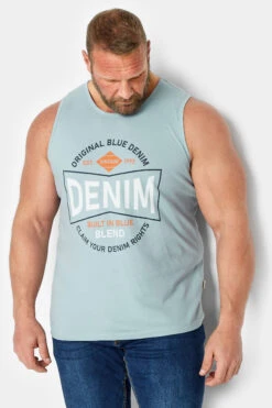 BLEND Big & Tall Light Blue Logo Print Vest