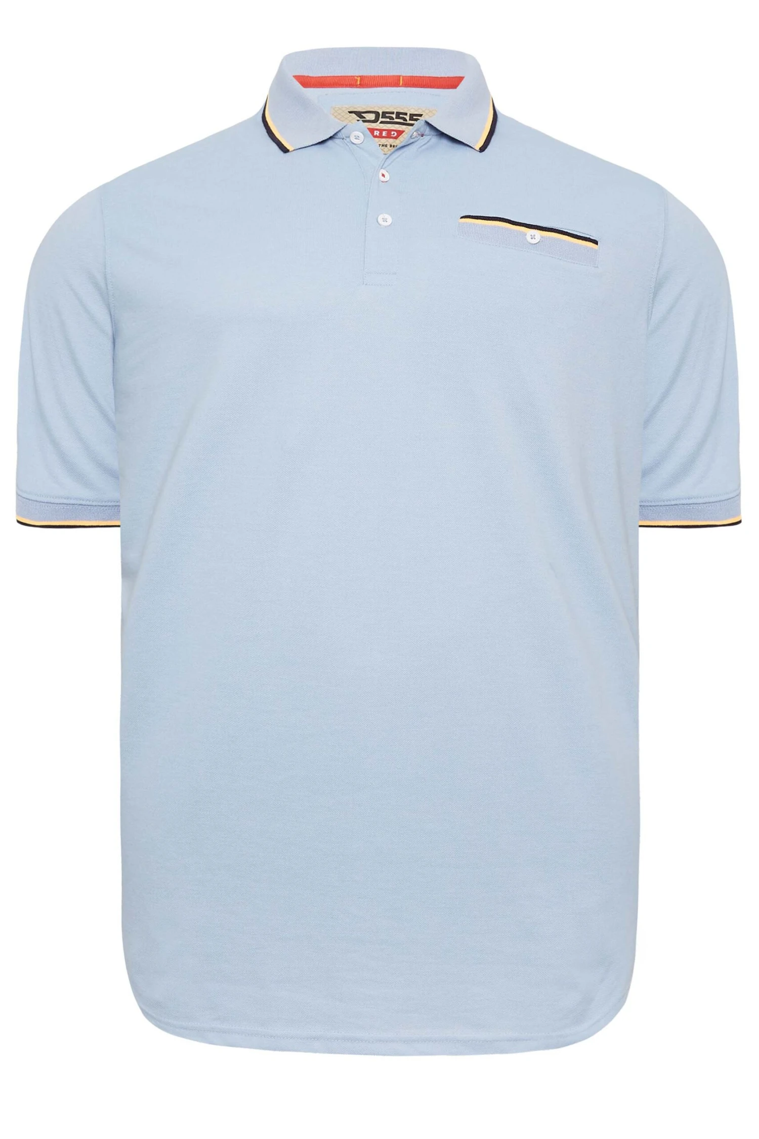 D555 Big & Tall Light Blue Tipped Pocket Polo Shirt 3 D555 Big & Tall Light Blue Tipped Pocket Polo Shirt - Image 3