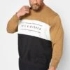 JACK & JONES Big & Tall Black Colour Block Sweatshirt