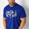 JACK & JONES Big & Tall Blue Camo Logo Crew Neck T-Shirt