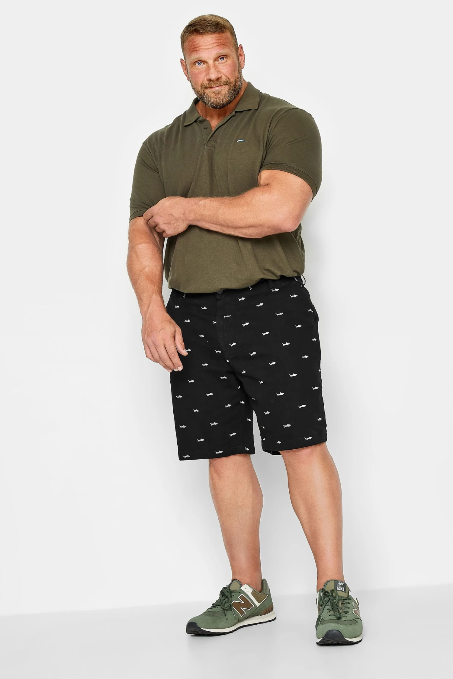 BadRhino Big & Tall Black Shark Embroidered Stretch Chino Shorts 2 BadRhino Big & Tall Black Shark Embroidered Stretch Chino Shorts - Image 2
