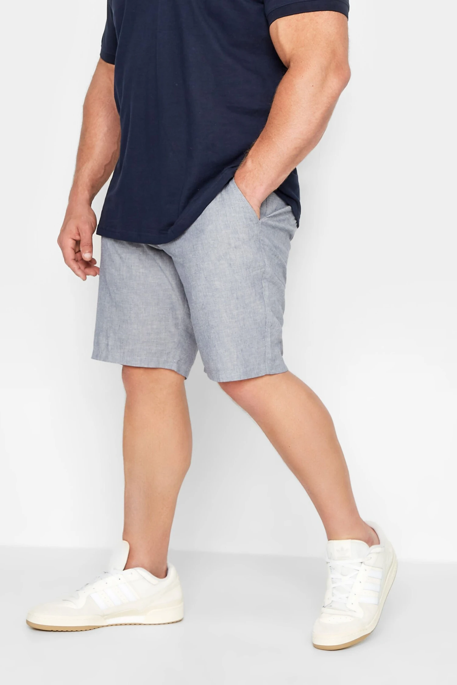 JACK & JONES Big & Tall Blue Linen Blend Chino Shorts 1 JACK & JONES Big & Tall Blue Linen Blend Chino Shorts