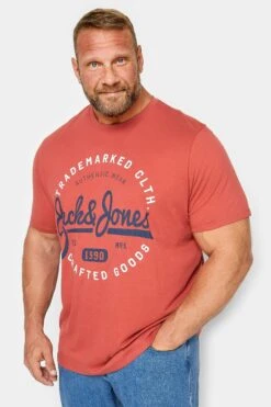 JACK & JONES Big & Tall Red Logo Crew T-Shirt