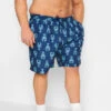 BadRhino Big & Tall Navy Blue Lobster Print Swim Shorts