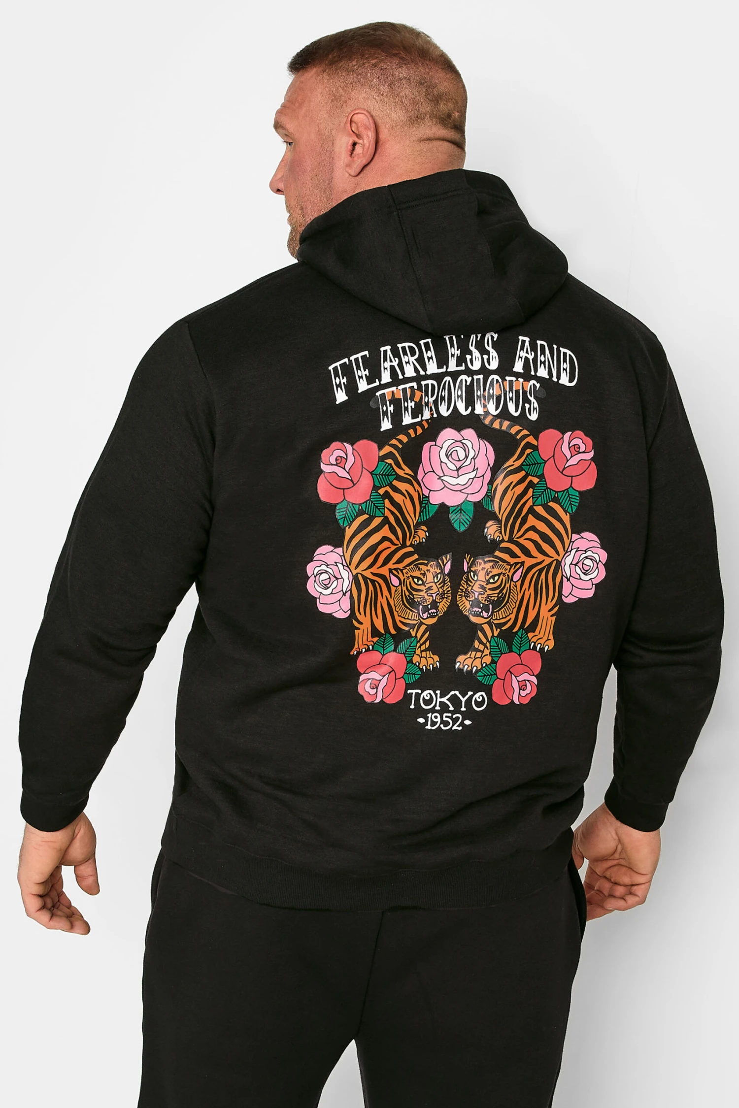 BadRhino Big & Tall Black 'Fearless & Ferocious' Hoodie 3 BadRhino Big & Tall Black 'Fearless & Ferocious' Hoodie - Image 3