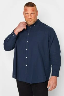JACK & JONES Big & Tall Navy Blue Oxford Shirt