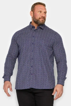 D555 Big & Tall Navy Blue Printed Shirt