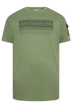 D555 Big & Tall Khaki Green 'Couture' Sleeve Pocket T-Shirt -Menswear Mode Sales Store 43864efa f553 4c 207579 X