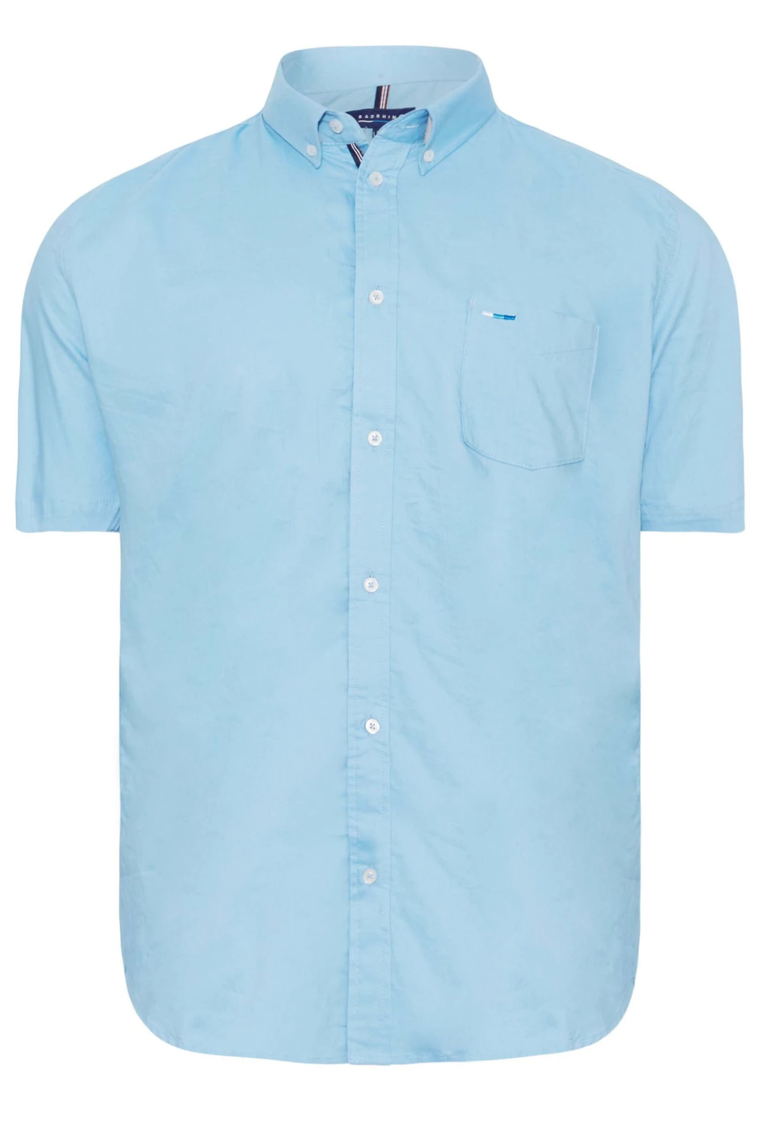 BadRhino Big & Tall Light Blue Short Sleeve Oxford Shirt 3 BadRhino Big & Tall Light Blue Short Sleeve Oxford Shirt - Image 3