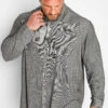JACK & JONES Big & Tall Grey Pique Long Sleeve Shirt