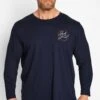JACK & JONES Big & Tall Navy Blue Long Sleeve Printed Logo T-Shirt