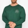 JACK & JONES Big & Tall Green Long Sleeve Printed Logo T-Shirt