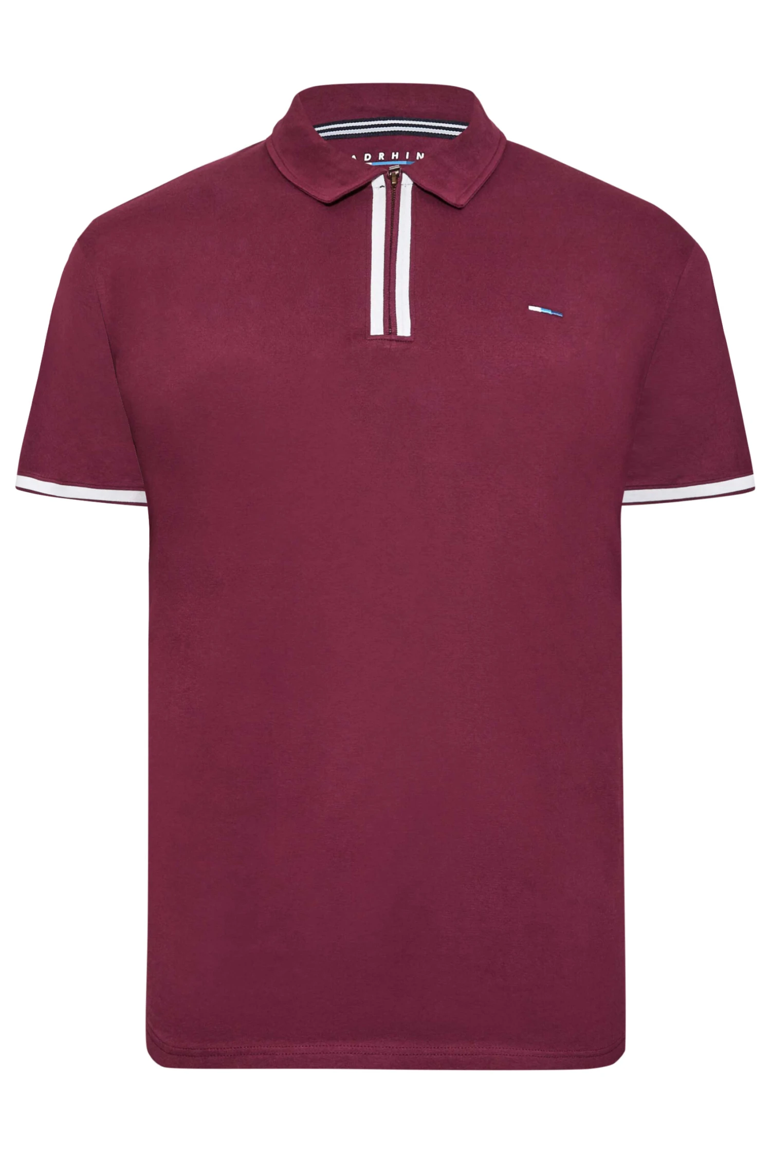 BadRhino Big & Tall Burgundy Red Jersey Zip Polo Shirt 3 BadRhino Big & Tall Burgundy Red Jersey Zip Polo Shirt - Image 3
