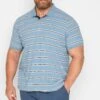 BadRhino Big & Tall Light Blue Stripe Print Polo Shirt