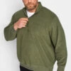 JACK & JONES Big & Tall Green Quarter Zip Fleece Sweatshirt