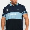 BadRhino Big & Tall Blue Colour Block Logo Polo Shirt